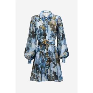 Sofia Irina Size 8 Blue Floral Mini Shirt Dress